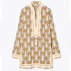 Tory burch Tory tunic deco Crane nwt printed tassels